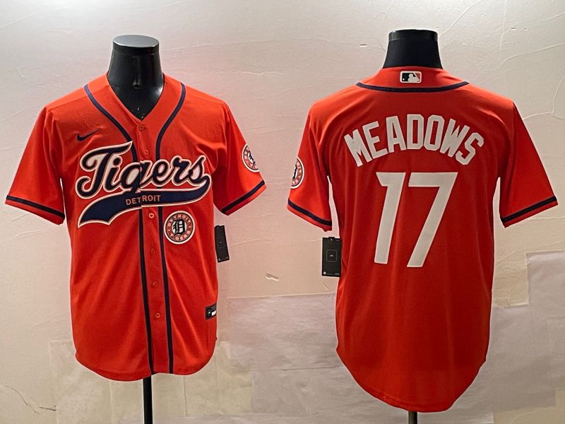 Men Detroit Tigers #17 Meadows Orange Joint Name Game 2025 Nike MLB Jersey style 5->detroit tigers->MLB Jersey